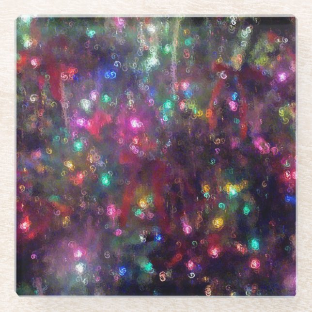 Weihnachtslicht Modernes Getränk Glasuntersetzer (Vorderseite)