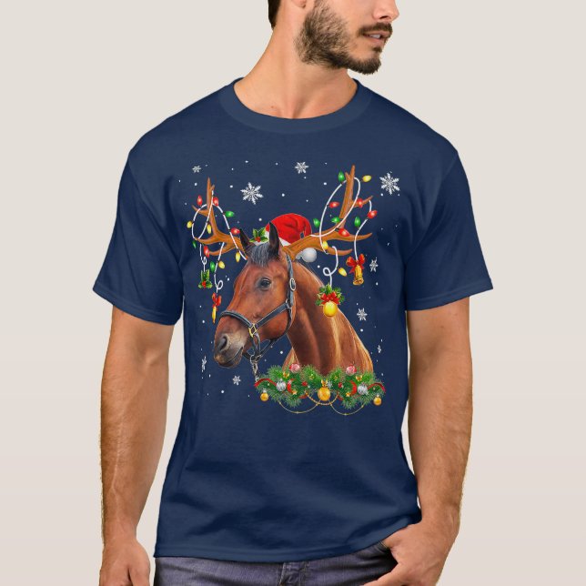 Weihnachtslicht Pferde Weihnachten Weihnachten Wei T-Shirt (Vorderseite)
