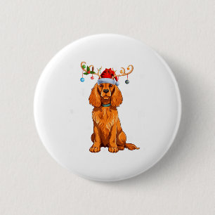 Weihnachtslicht-Rentier-Santa-Hut Er Spaniel Xmas Button