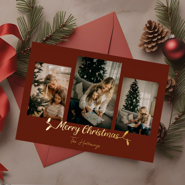 Weihnachtslicht Rot 3 Foto Folien Feiertagskarte (Von Creator hochgeladen)