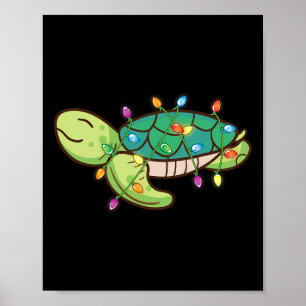 Weihnachtslicht Schildkröte Funny Christmas Tree T Poster