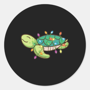 Weihnachtslicht Schildkröte Funny Christmas Tree T Runder Aufkleber