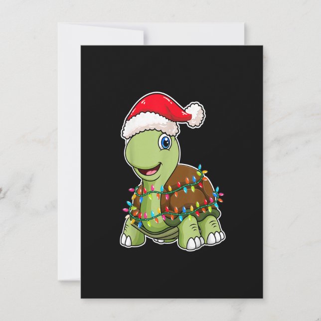 Weihnachtslicht Schildkröte mit Weihnachtshut - Se Einladung (Vorderseite)