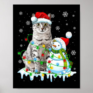 Weihnachtslicht Schneemann Ägyptisch Mau Cat Pet L Poster