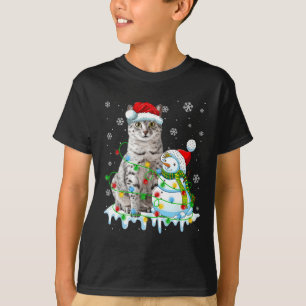 Weihnachtslicht Schneemann Ägyptisch Mau Cat Pet L T-Shirt