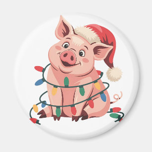 Weihnachtslicht Schwein mit Weihnachtshut - Pig Lo Magnet