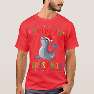 Weihnachtslicht-Seelöwen-Design passende Weihnacht T-Shirt