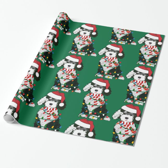 Weihnachtslicht Sheepadoodle Geschenkpapier (Ungerollt)