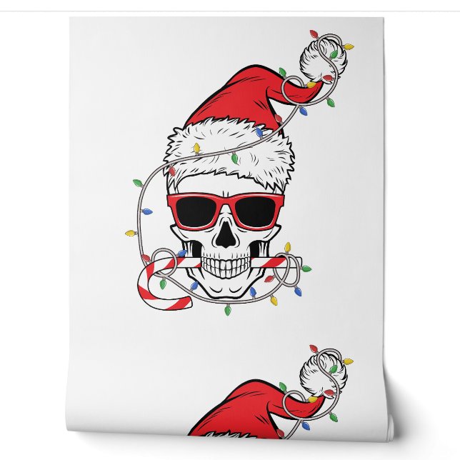 Weihnachtslicht-Skelett-Schädel Tapete (Abrollen)