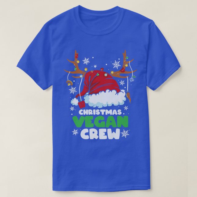 Weihnachtslicht Vegane Crew Vegetarischer Rentier  T-Shirt (Design vorne)