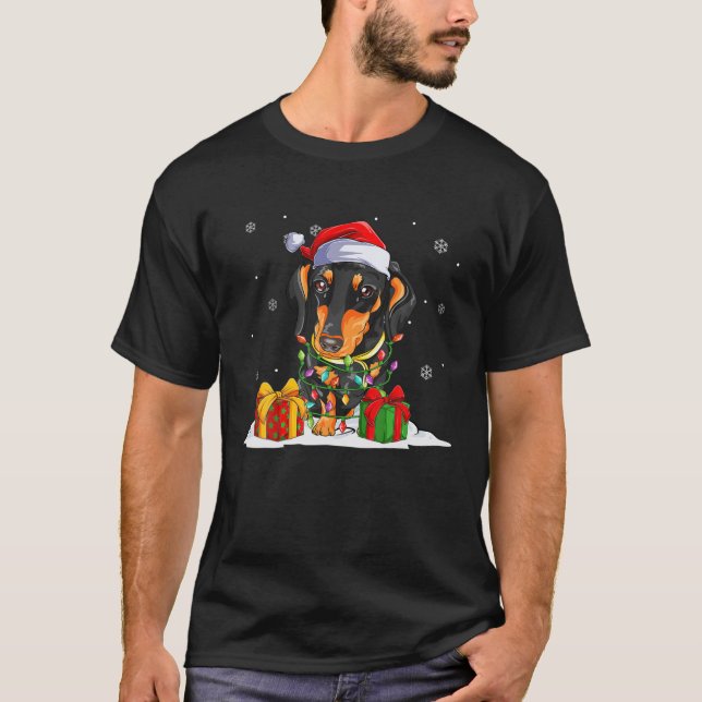 Weihnachtslicht Weihnachten Dackel Sweater Xmas Hu T-Shirt (Vorderseite)