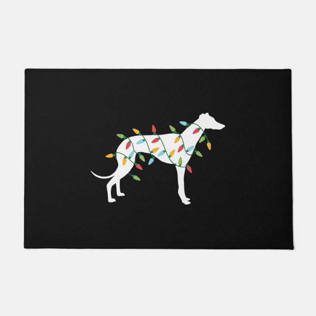 Weihnachtslicht Windhund zu niedlichen Geschenke H Fußmatte (Vorderseite)