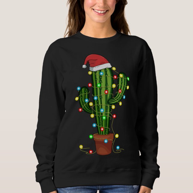 Weihnachtslichter Cactus Lover Funny Xmas Geschenk Sweatshirt (Vorderseite)