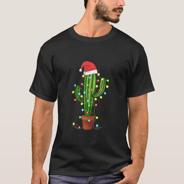 Weihnachtslichter Cactus Lover Funny Xmas T-Shirt (Vorderseite)