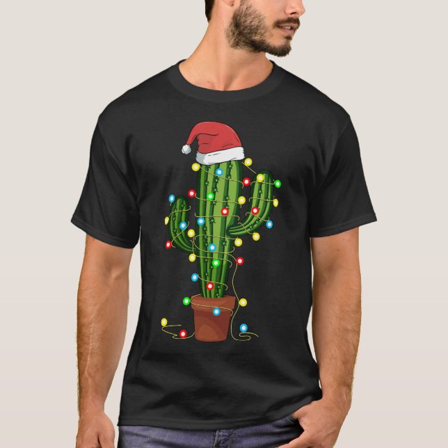 Weihnachtslichter Cactus Lover Funny Xmas T-Shirt (Vorderseite)