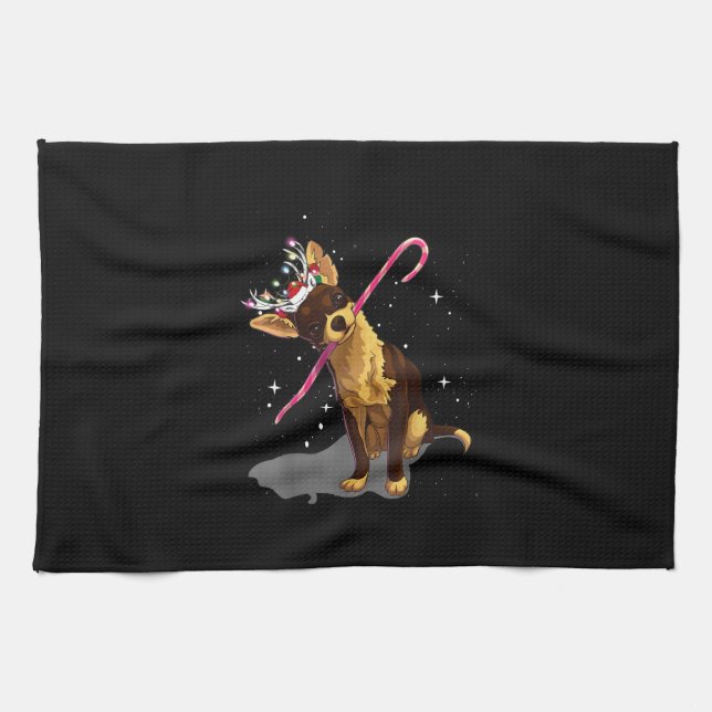 Weihnachtslichter Chihuahua Geschirrtuch (Horizontal)