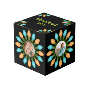 Weihnachtslichter Circle Orange und Blue Foto Cube Würfel