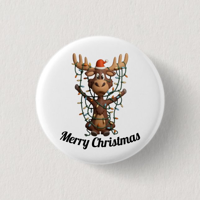 Weihnachtslichter Elch Button (Vorderseite)