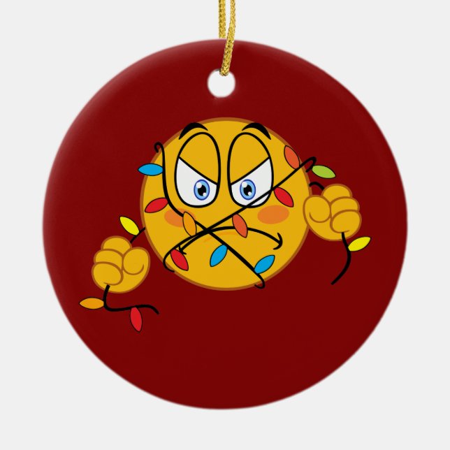 Weihnachtslichter Emoji Verzierung Keramik Ornament (Vorne)