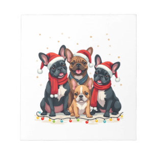 Weihnachtslichter Französische Bulldoggen Xmas Fra Notizblock