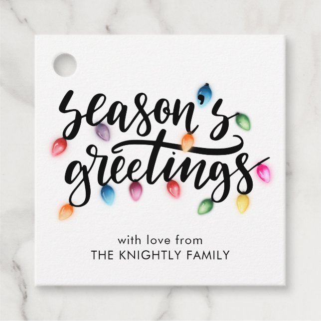 Weihnachtslichter Frohe Festtage Name Geschenkanhänger (Vorderseite)