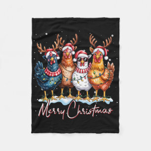 Weihnachtslichter Huhn Santa Lustiger Weihnachtsba Fleecedecke