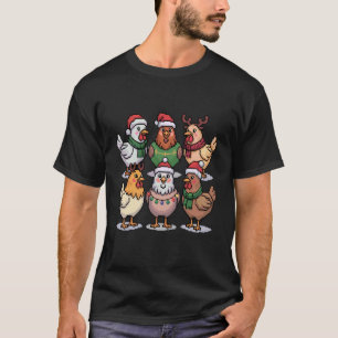 Weihnachtslichter Huhn Santa Lustiger Weihnachtsba T-Shirt