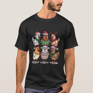 Weihnachtslichter Huhn Santa Lustiger Weihnachtsba T-Shirt