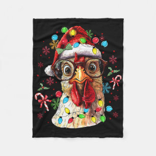 Weihnachtslichter Huhn Santa Lustiger Xmas Baum Ch Fleecedecke