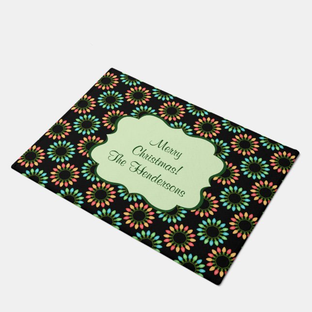 Weihnachtslichter in farbigen Zirkeln Fußmatte (Schrägansicht)