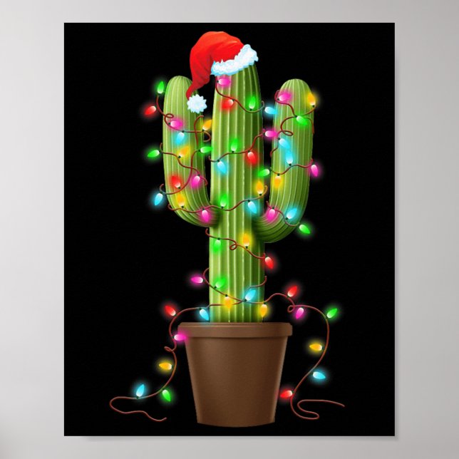 Weihnachtslichter Kaktus Lover Funny Xmas Geschenk Poster (Vorne)