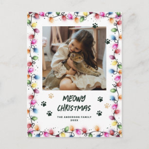 Weihnachtslichter Katzenpfoten Grün Foto Meowy Postkarte