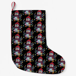Weihnachtslichter Pinguin trägt Xmas Hut Pinguine Kleiner Weihnachtsstrumpf