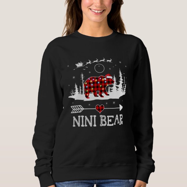 Weihnachtslichter-Pyjama passend zu rotem Karo Nin Sweatshirt (Vorderseite)