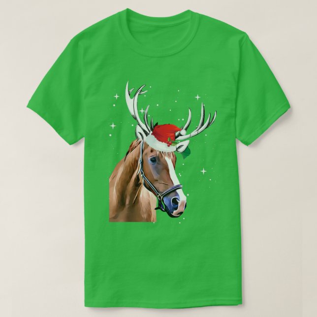 Weihnachtslichter Rentier Niedlich T-Shirt (Design vorne)
