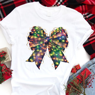Weihnachtslichter-Schleife Retro-Urlaub Tri-Blend Shirt