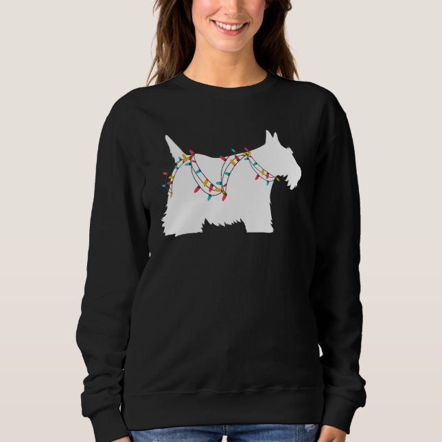 Weihnachtslichter Schottischer Terrier Hund Sweatshirt (Vorderseite)