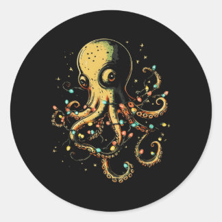 Weihnachtslichter Seeoktopus Meeresbiologie Ozean Runder Aufkleber