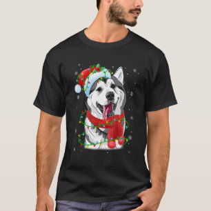 Weihnachtslichter Sibirian Husky Hund Santa Hut Na T-Shirt