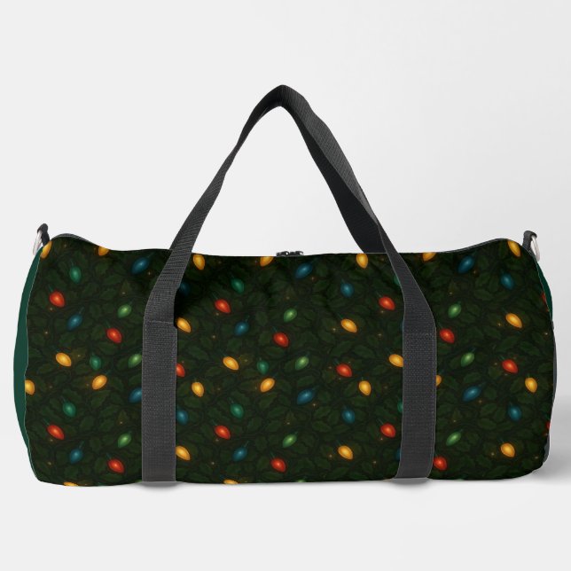 Weihnachtslichter umwickelt mit Stechpalmenblätter Duffle Bag (Vorderseite)
