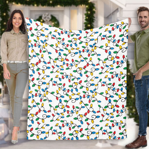 Weihnachtslichterkette Farbige Birnen auf Weiß Fleecedecke