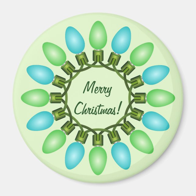 Weihnachtslichtzirkel in Blau und Grün Magnet (Vorne)