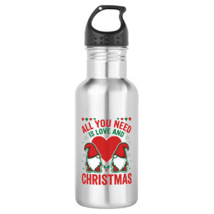 Weihnachtsliebe Herz Santa Gnom Design Edelstahlflasche