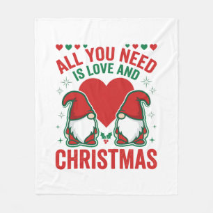Weihnachtsliebe Herz Santa Gnom Design Fleecedecke