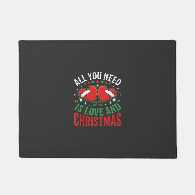 Weihnachtsliebe Santa Hut Typografie Fußmatte (Vorderseite)