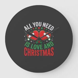 Weihnachtsliebe Santa-Hut-Typografie Große Wanduhr
