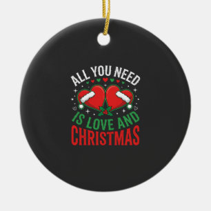 Weihnachtsliebe Santa-Hut-Typografie Keramik Ornament