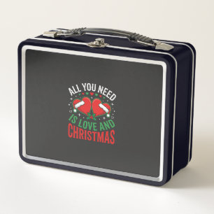 Weihnachtsliebe Santa Hut Typografie Metall Brotdose