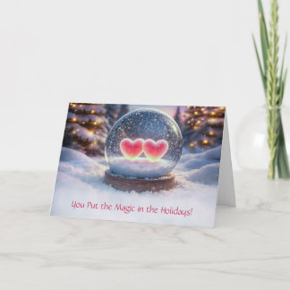 Weihnachtsliebesromanze Zwei Herzen Schneekugel in Karte