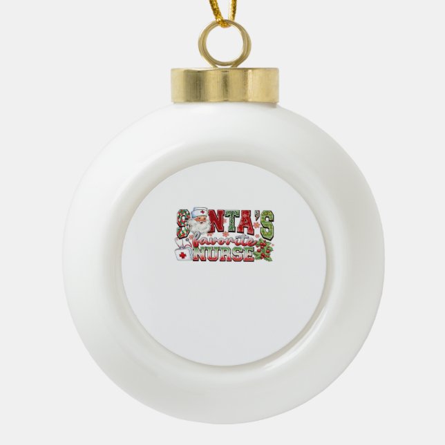 Weihnachtsliebevoll, fröhliche Krankenschwester, K Keramik Kugel-Ornament (Vorderseite)